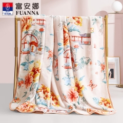 富安娜180*200cm 法兰绒毯醉菱轩 黄色